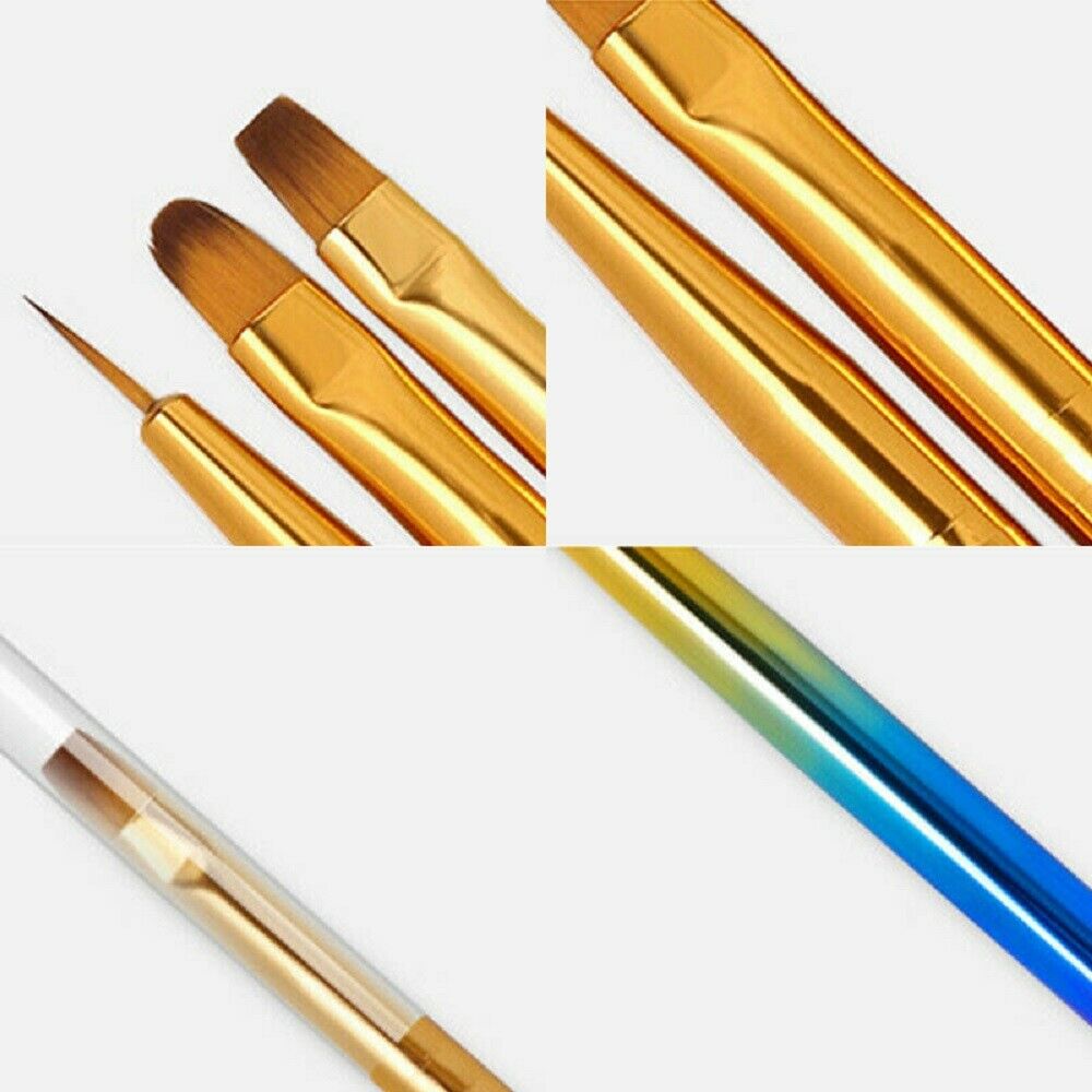 3PCS Acrylic UV Gel DIY Nail Painting Drawing French Tips Manicure Pen Brush Set