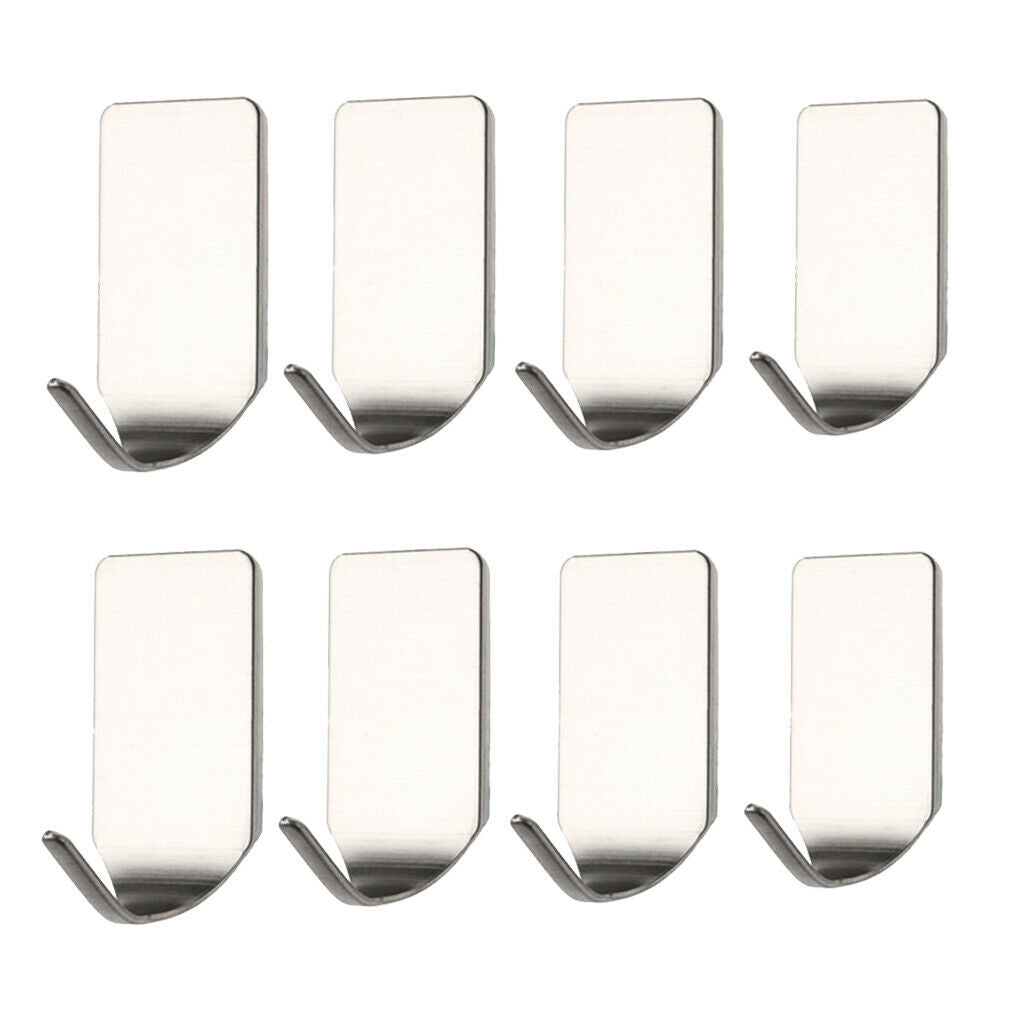 8pcs Use Self Adhesive House Wall Stainless Steel Holder Hook Durable