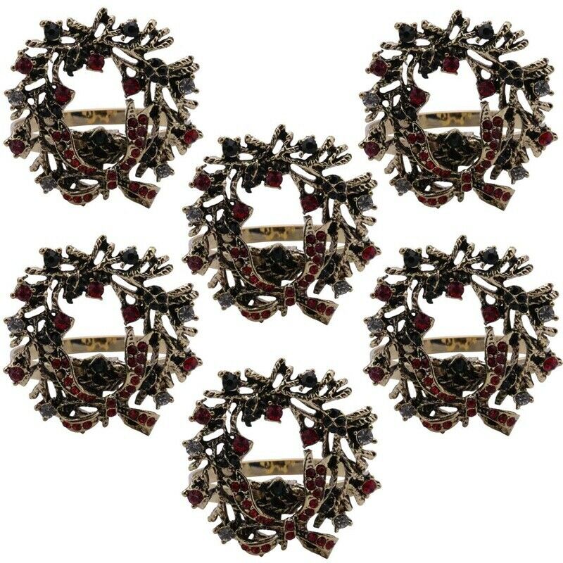 6Pcs Christmas Wreath Napkin s Metal Napkin Buckle Napkin Holder Napkin CircleJ1