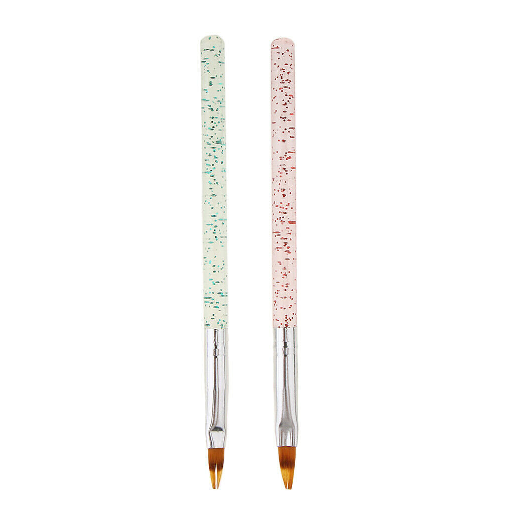 2Pcs Pro Nail Art Acrylic Brushes Set Dotting Painting Pens Manicure Tools