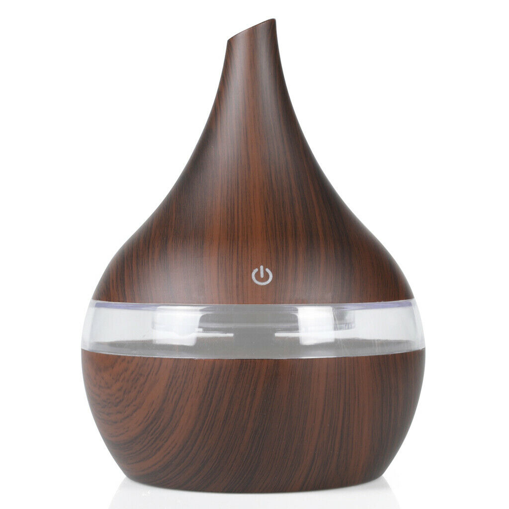 300ml Mist Humidifier Aromatherapy Diffuer with LED Light Top Fill Brown