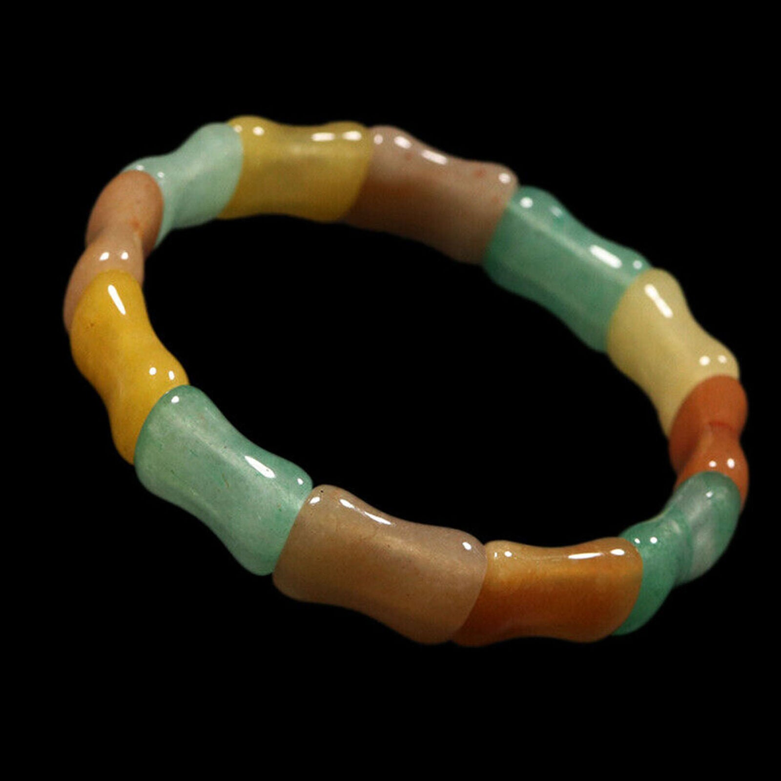 8" 100% Natural Grade A Yellow Brown Green Aventurine Jade Bracelet Bangle
