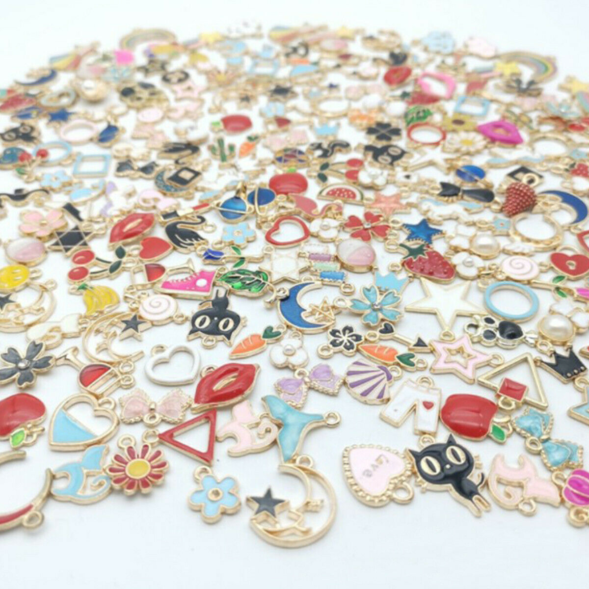 Wholesale 20Pcs Enamel Mixed Random Color Alloy Pendant Charms Jewelry DIY Craft