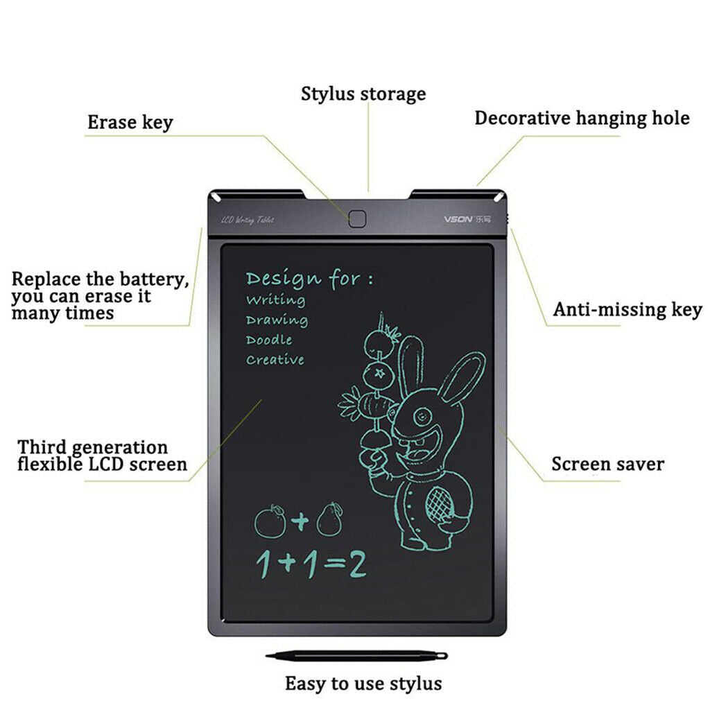 13" LCD Electronic Writing Drawing Doodle Tablet Pad Board with Pen for Kids
