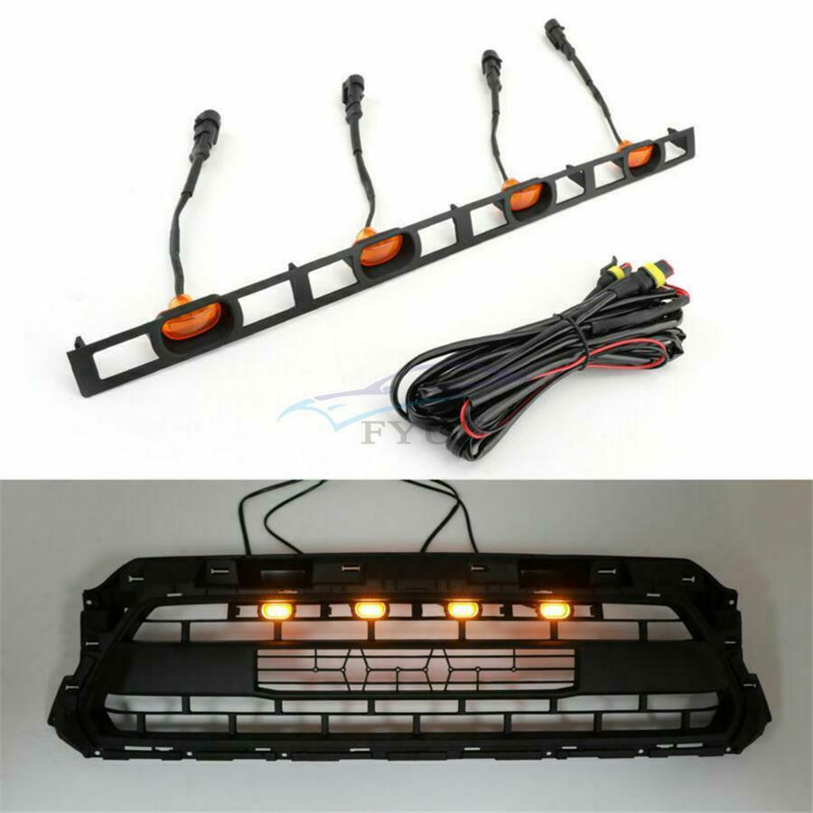 4PC For Tacoma 2012-2015 Amber Front Bumper Grille LED Lights W/ Wiring Harness