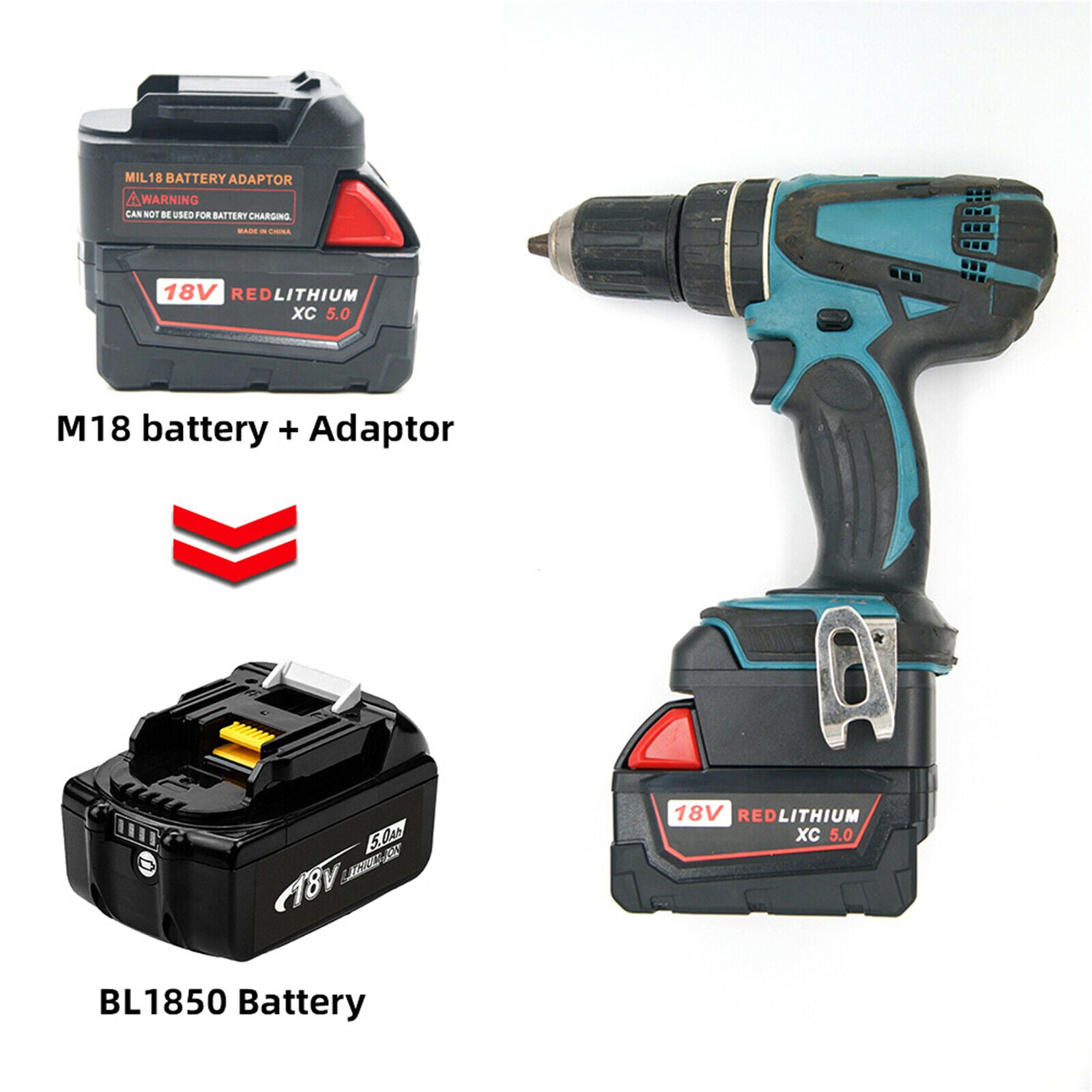 For Milwaukee 18V M18 Li-ion Battery to MAKITA 18V BL Li-ion Battery Adapter