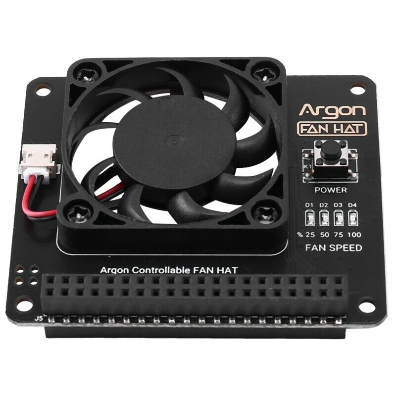 Argon Fan HAT for Raspberry Pi 4/ 3 Cooling Fan with Software Adjustable SpeF4T2