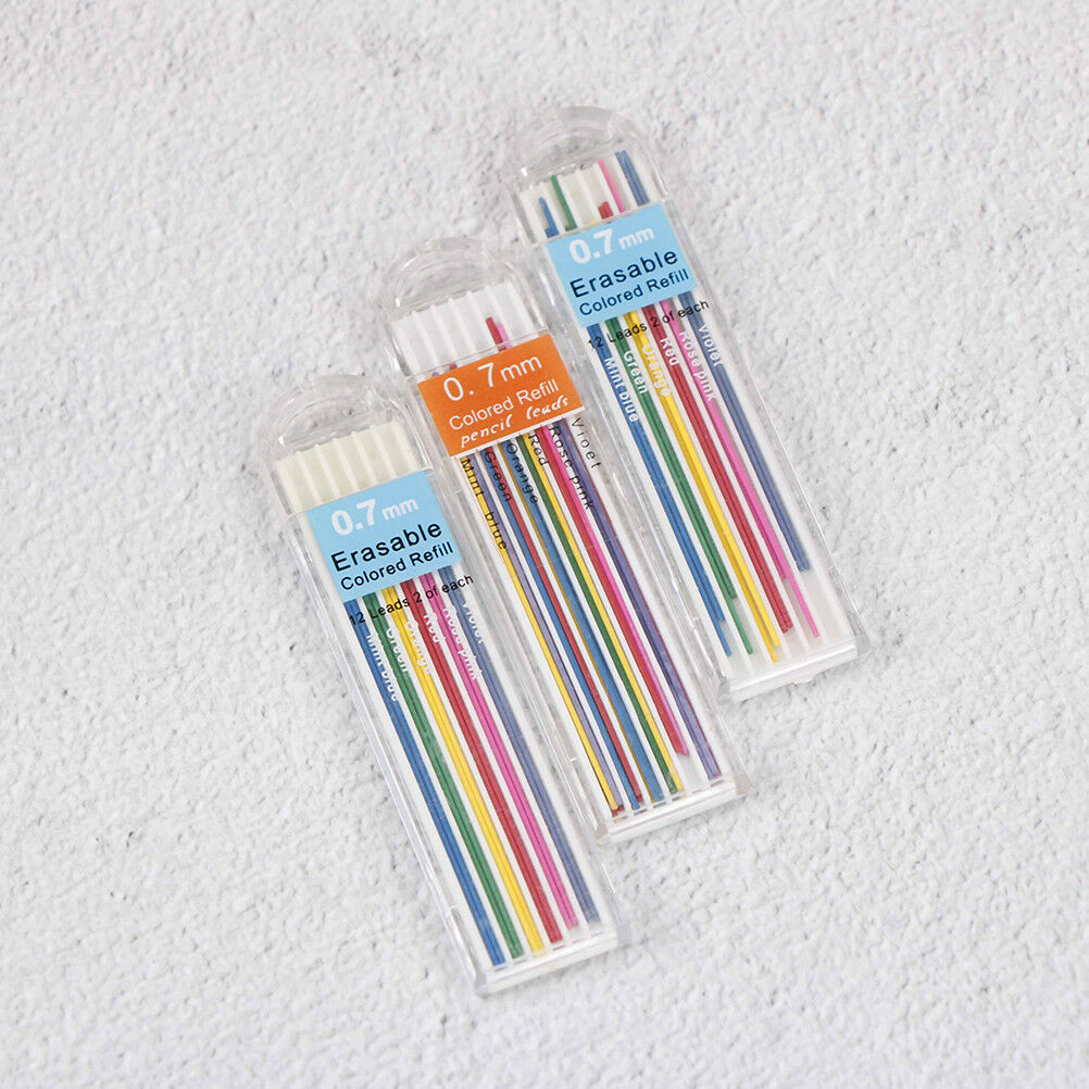 3 Boxes 0.7mm Colored Mechanical Pencil Refill Lead Erasable Student Stati.l8