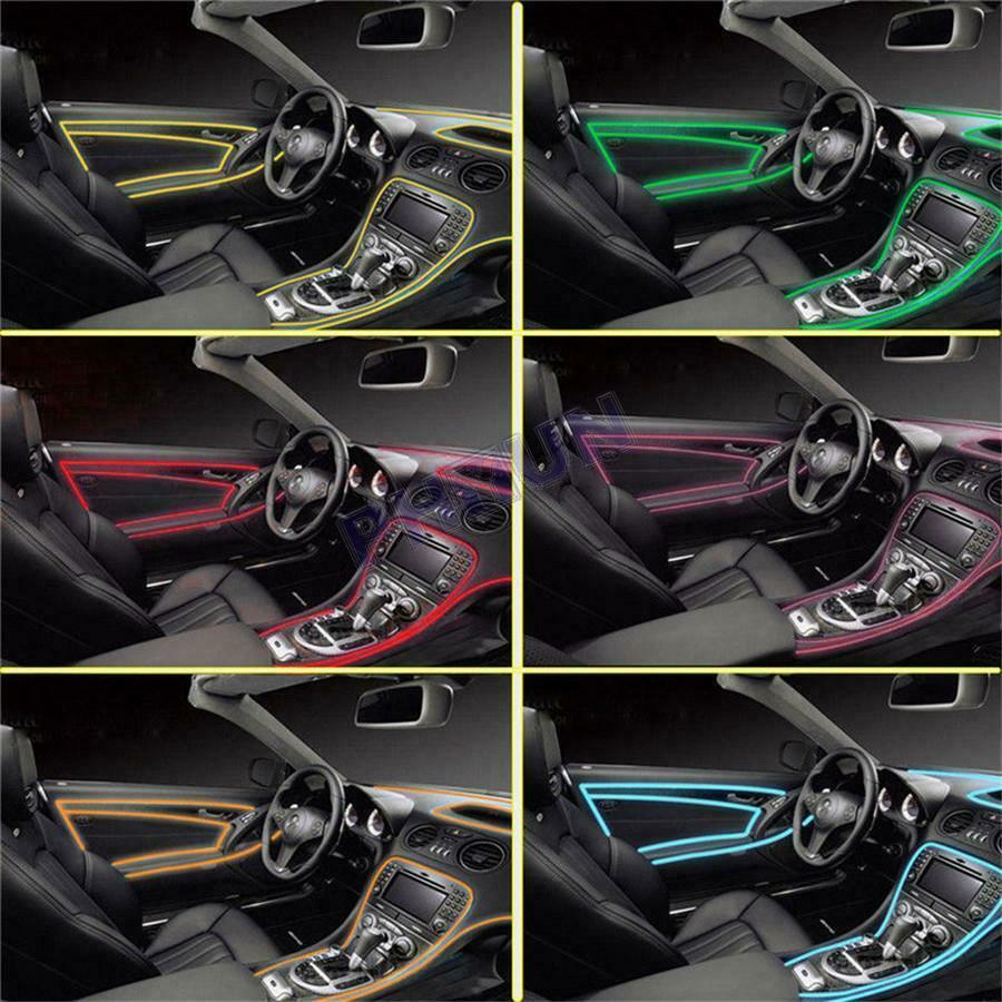12V RGB Car Interior Atmosphere Light 10 in 1 Neon EL Fiber Optical Strip Light