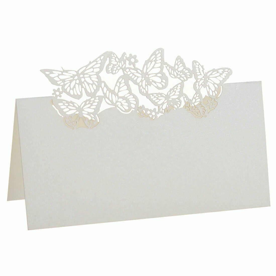 50 Butterflies  Cut Name Place Cards Wedding Guest Table Cards White