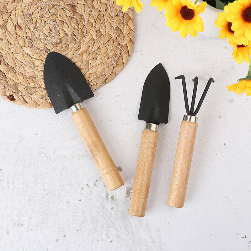 3pcs Mini Plant Garden Gardening Tools Set With Wooden Handle Tool Rake S.l8