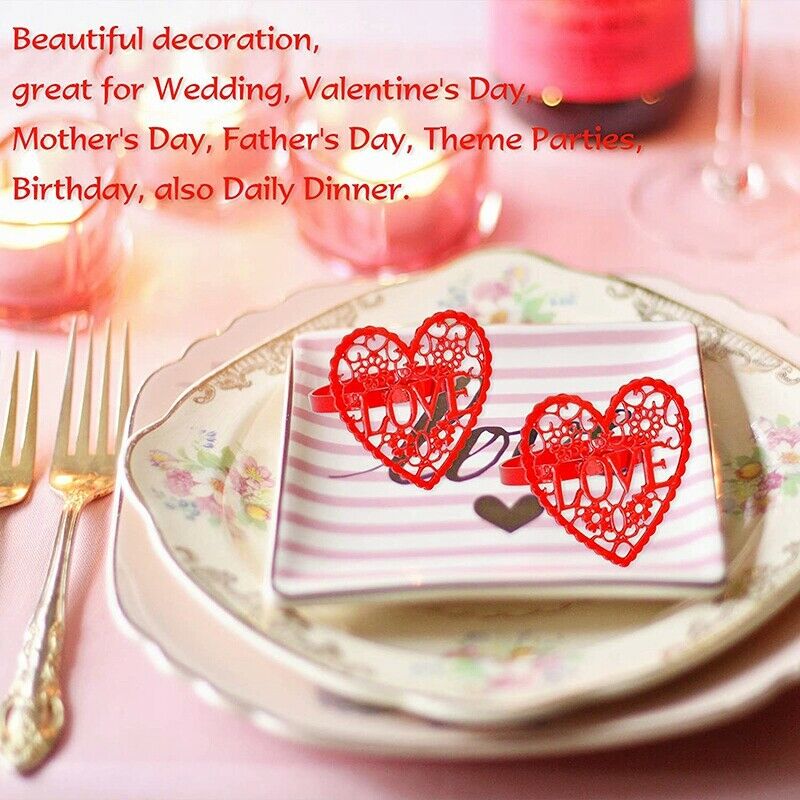8 Pcs Valentine's Day Napkin s,Red Heart Napkin Holder s for Holiday Party WY1K9