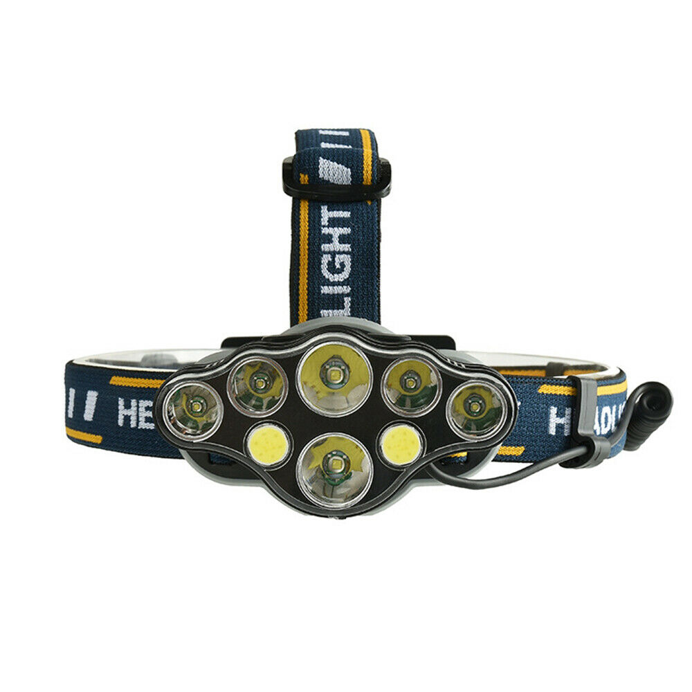 Super Bright 8 Light USB Rechargeable LED Headlamp 8 Modes Headlight Torch Light