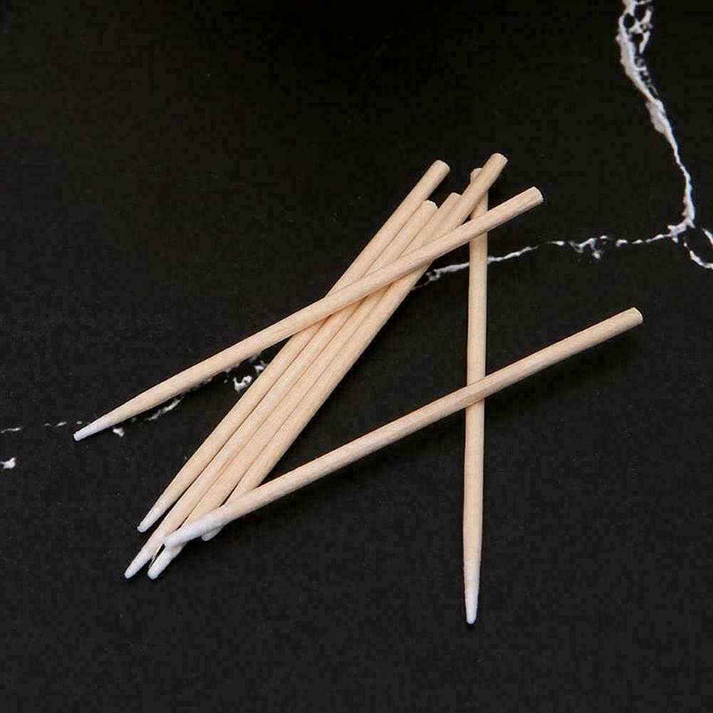 100pcs Microblading Tip Head Swab Eye Makeup Tattoo Art Cotton Tool Wooden