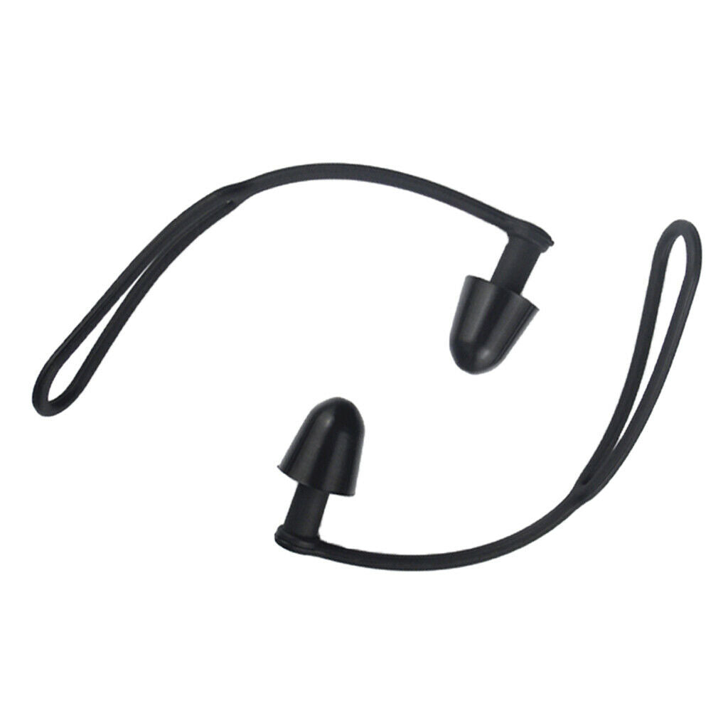 2X Silicone Gel Anti-lost Swimming Earplugs with Cord for Adults Kids  Black