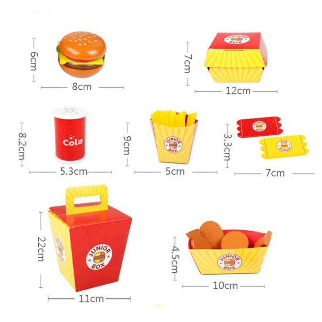 26-Pieces Wooden Fast Food Dinner Set - Burger,