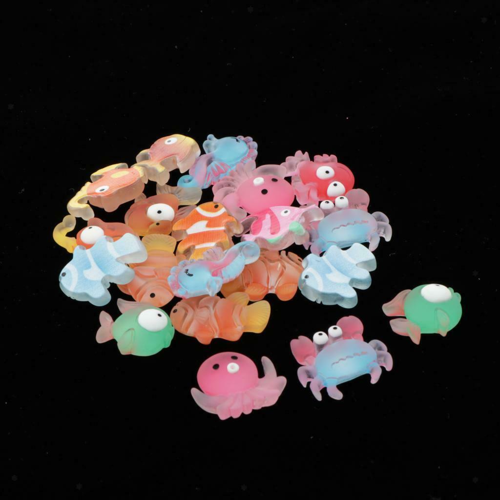 30Pcs Cartoon Fish Flatback Cabochons Crafts DIY Phone Case Embellishments