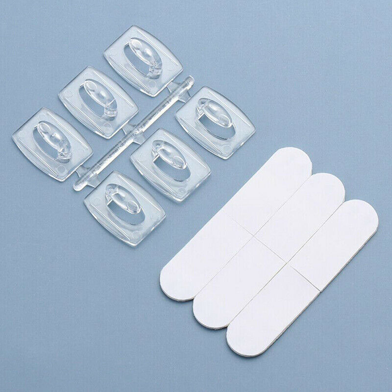 6Pcs Wall Hooks Clips Self Adhisive Strips Damage Free Decorating Hangers.l8