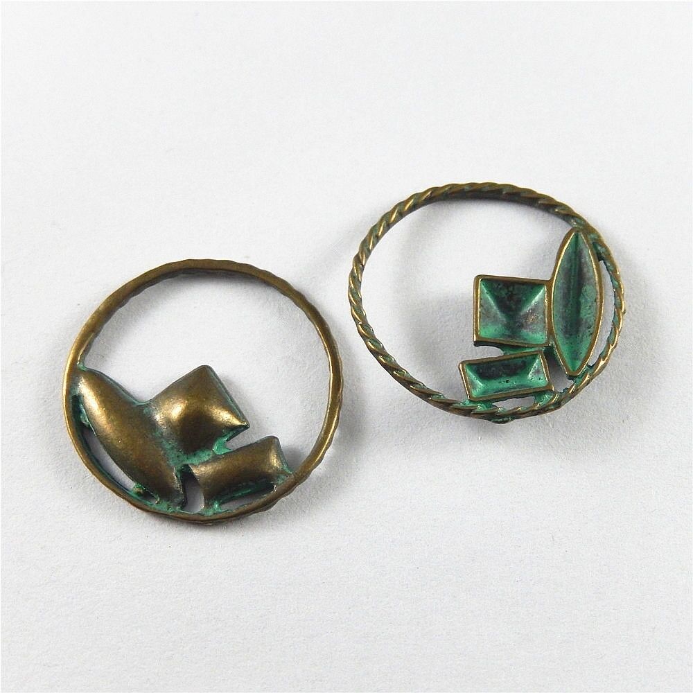 20 pcs Retro Round Frame Geometric Charm Pendant Patina Alloy Crafts 24*3mm