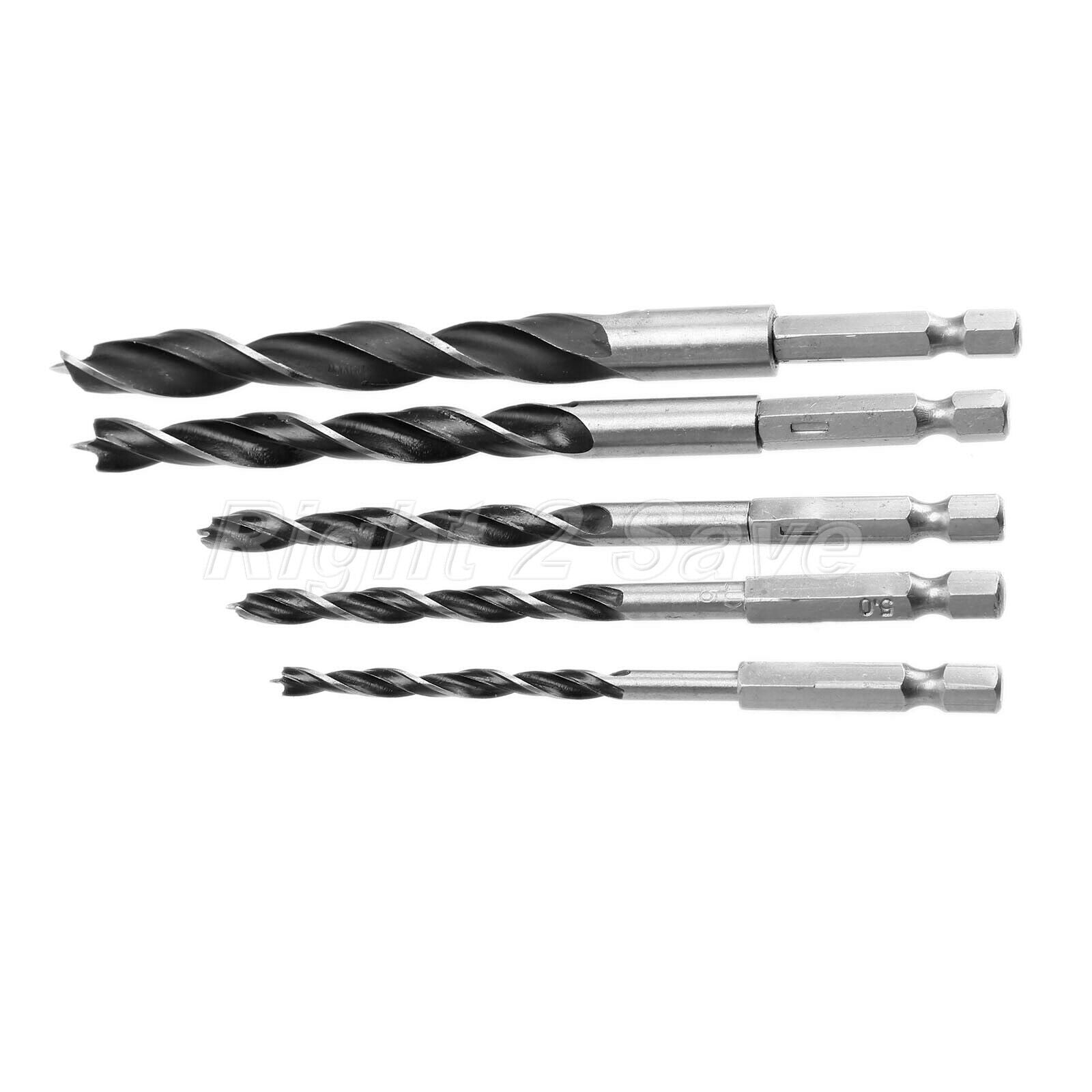 5pc 4mm-10mm Wood Screw Chamfer Countersink Drill Bit Woodworking Tool Hex Shank