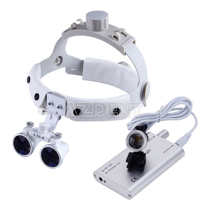 Portable LED Head Light Lamp+Surgical 3.5X Dental Medical Binocular Loupe AZDENT