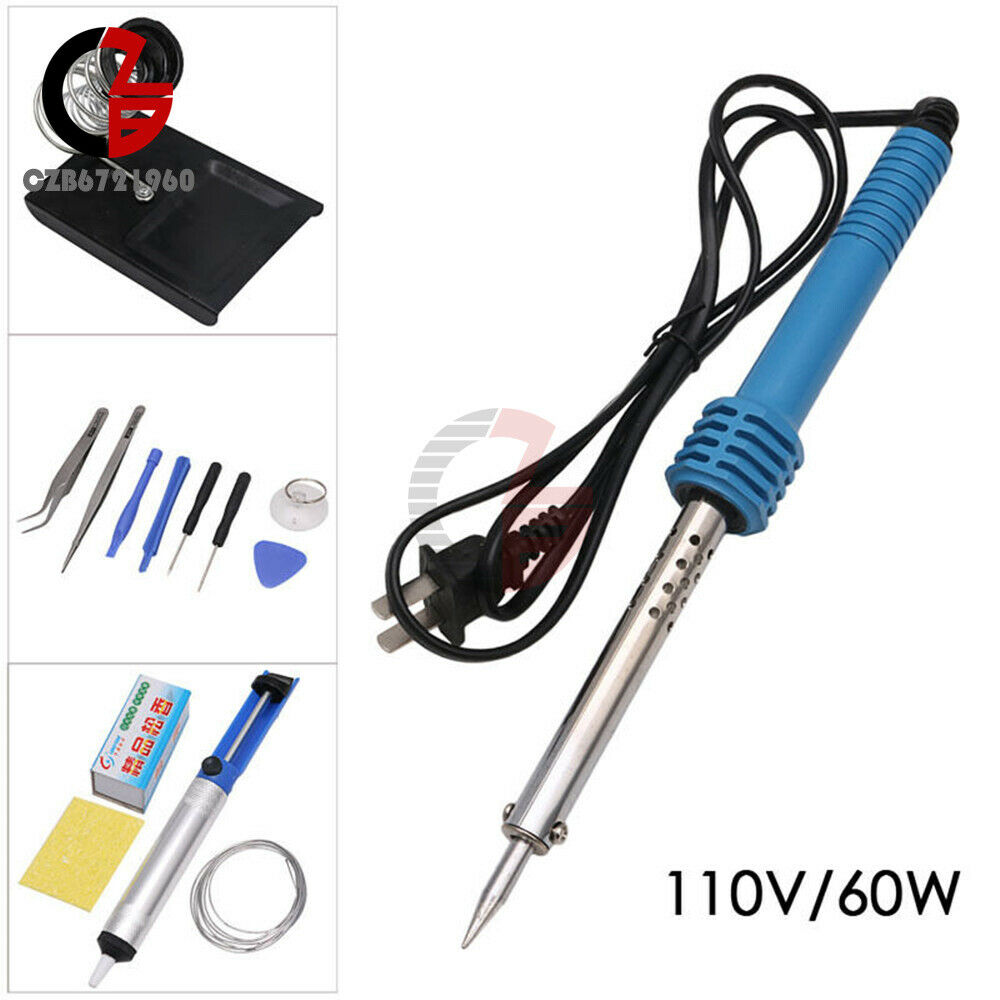 110V 60W 14 in 1 Electric Soldering Tools Kits Set Iron Stand Desoldering Pump