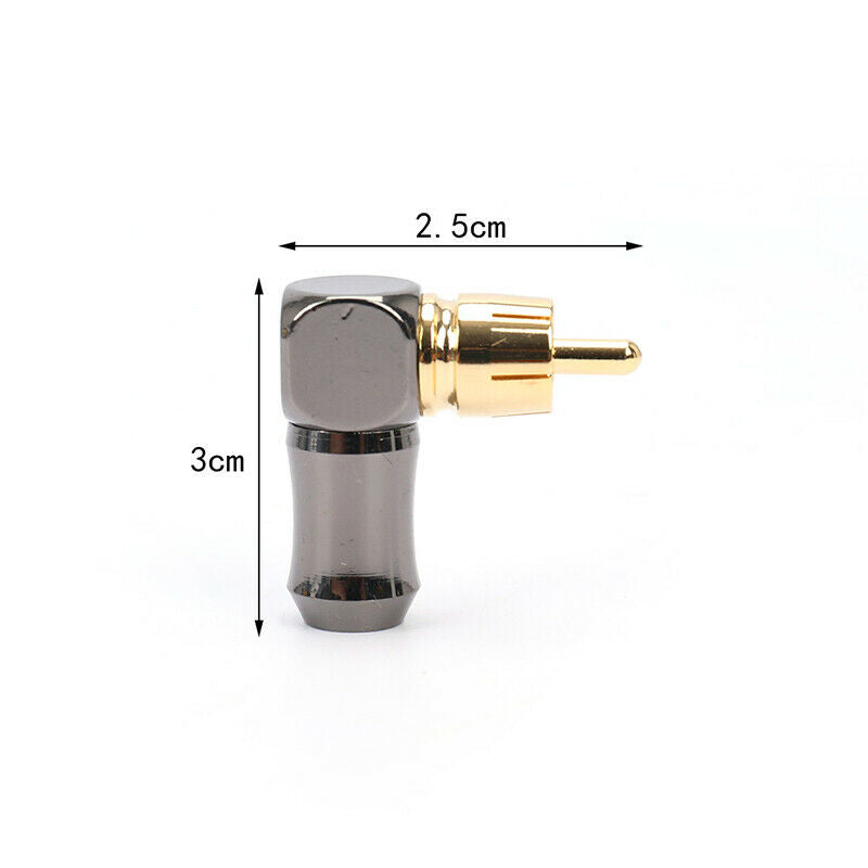 1pc Plated Right Angle RCA Male Plug Audio Video Connector Solderi.l8