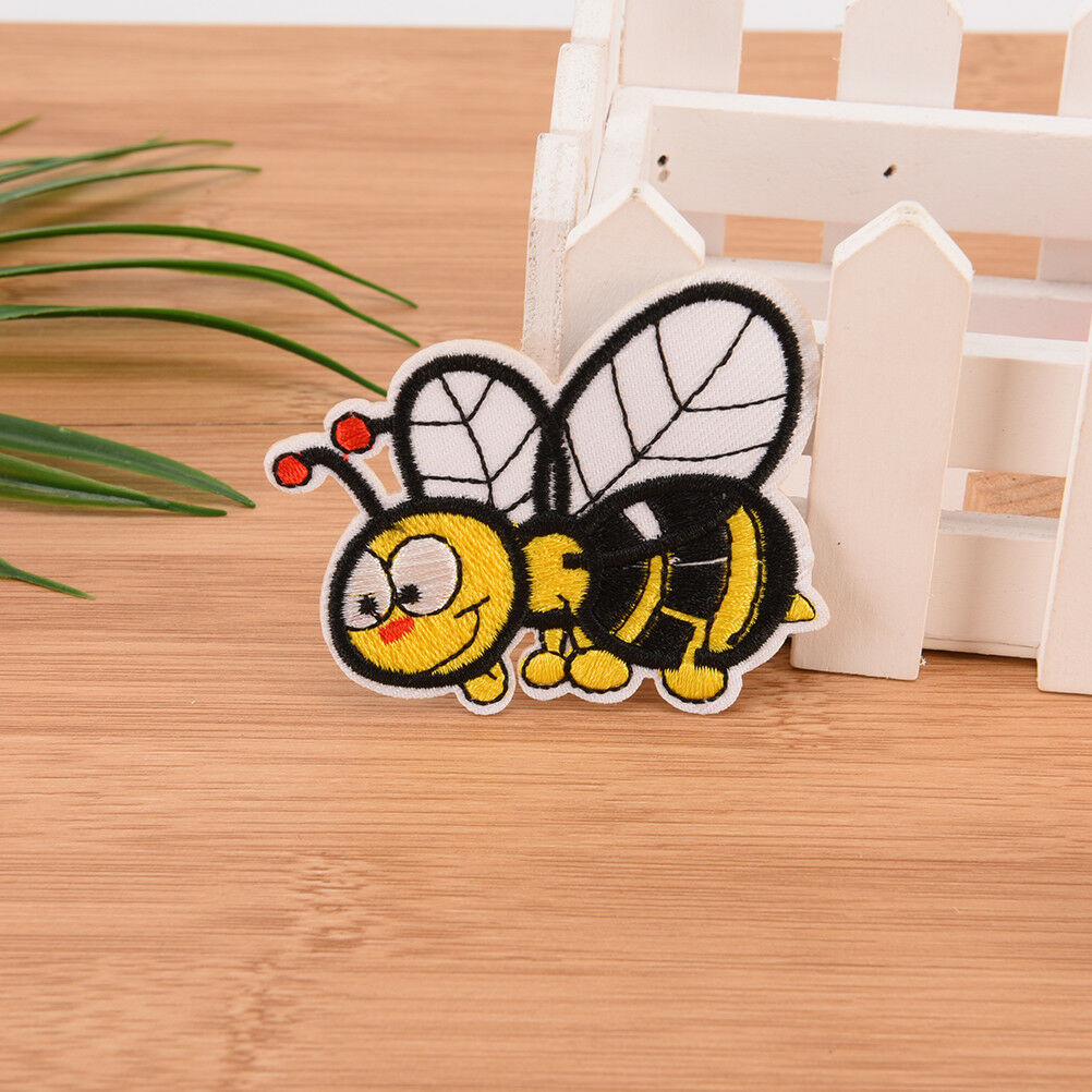 bee embroidered sew iron on patches set badge bag fabric applique craft DIY Tt