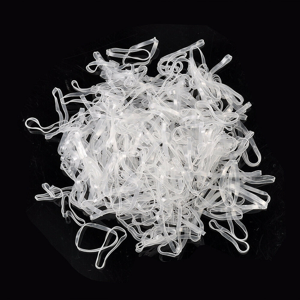 Fashion Women's 500pcs Elastic Rubber Clear Hair Ties Band Ropes Ponytail Holder