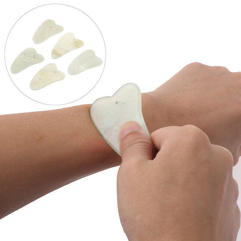 1 Pcs Gua Sha Natural Jade Stone Crystal Bodys Massager Board Scraper Pla.l8