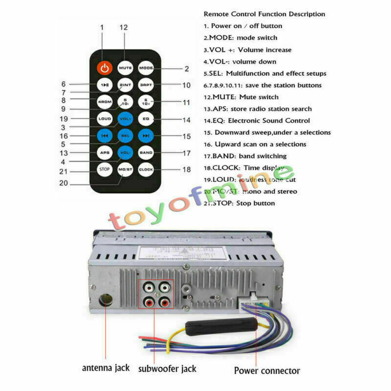 Car Radio Bluetooth Stereo 1 Din Head Unit In Dash MP3/USB/SD/AUX/FM