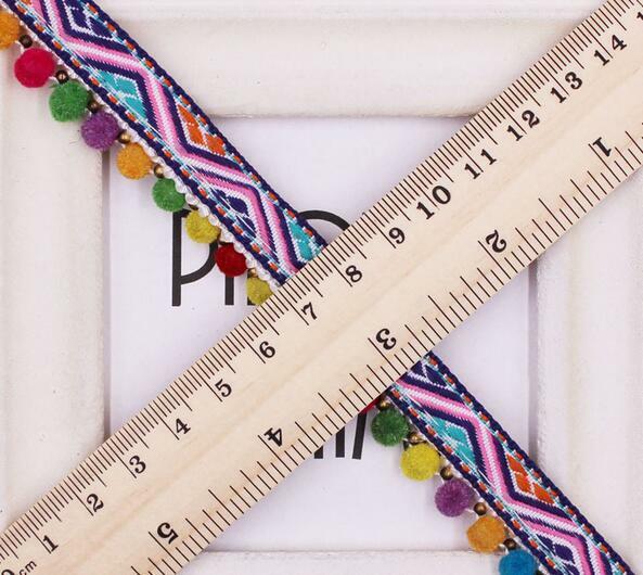 2 Yards Jacquard webbing Beaded hair ball belly dance DIY clothes accessories