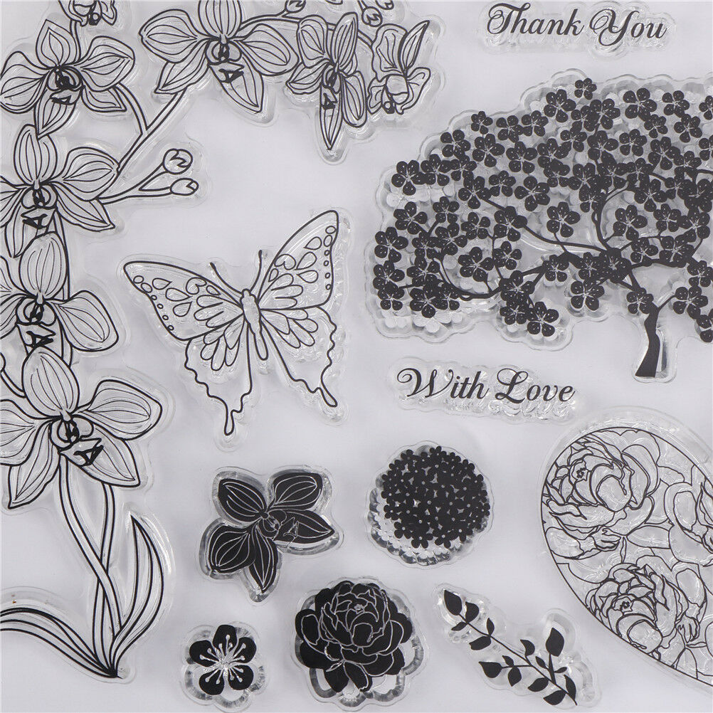 Transparent Clear Stamps Pavilion and tree for DIY Scrapbooking Card Maki.l8
