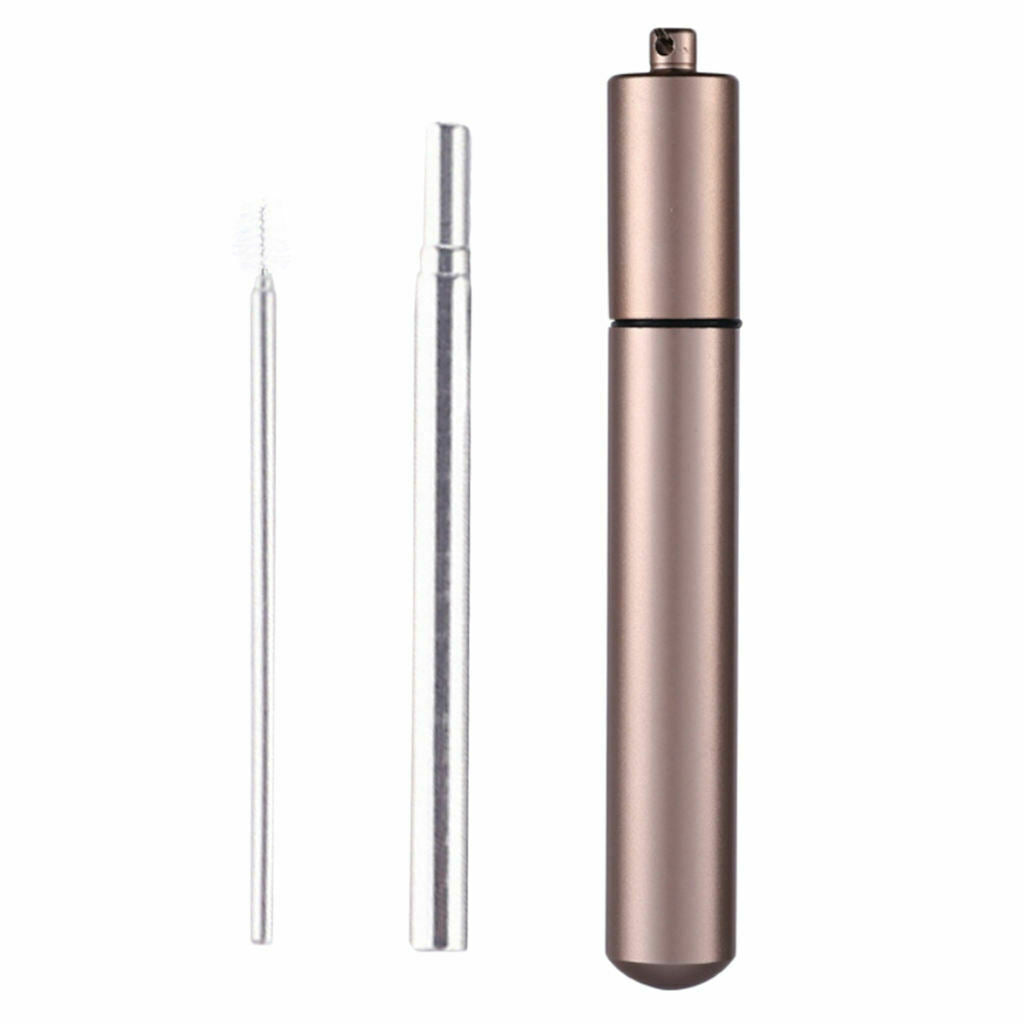 Reusable Collapsible Drinking Straw Stainless Steel Straw Foldable with Case