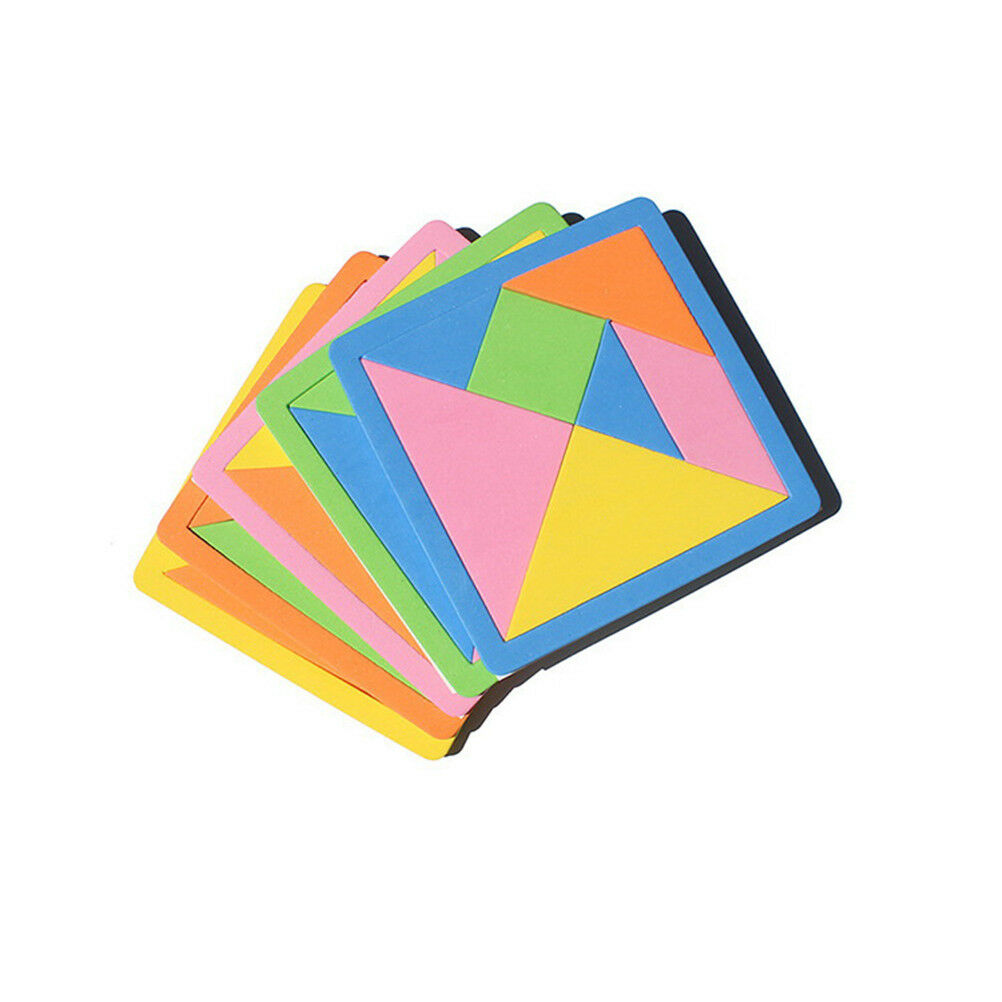7 Piece Rainbow Color EVA Tangram DIY Foam Brain Puzzle Kids Educational T.l8