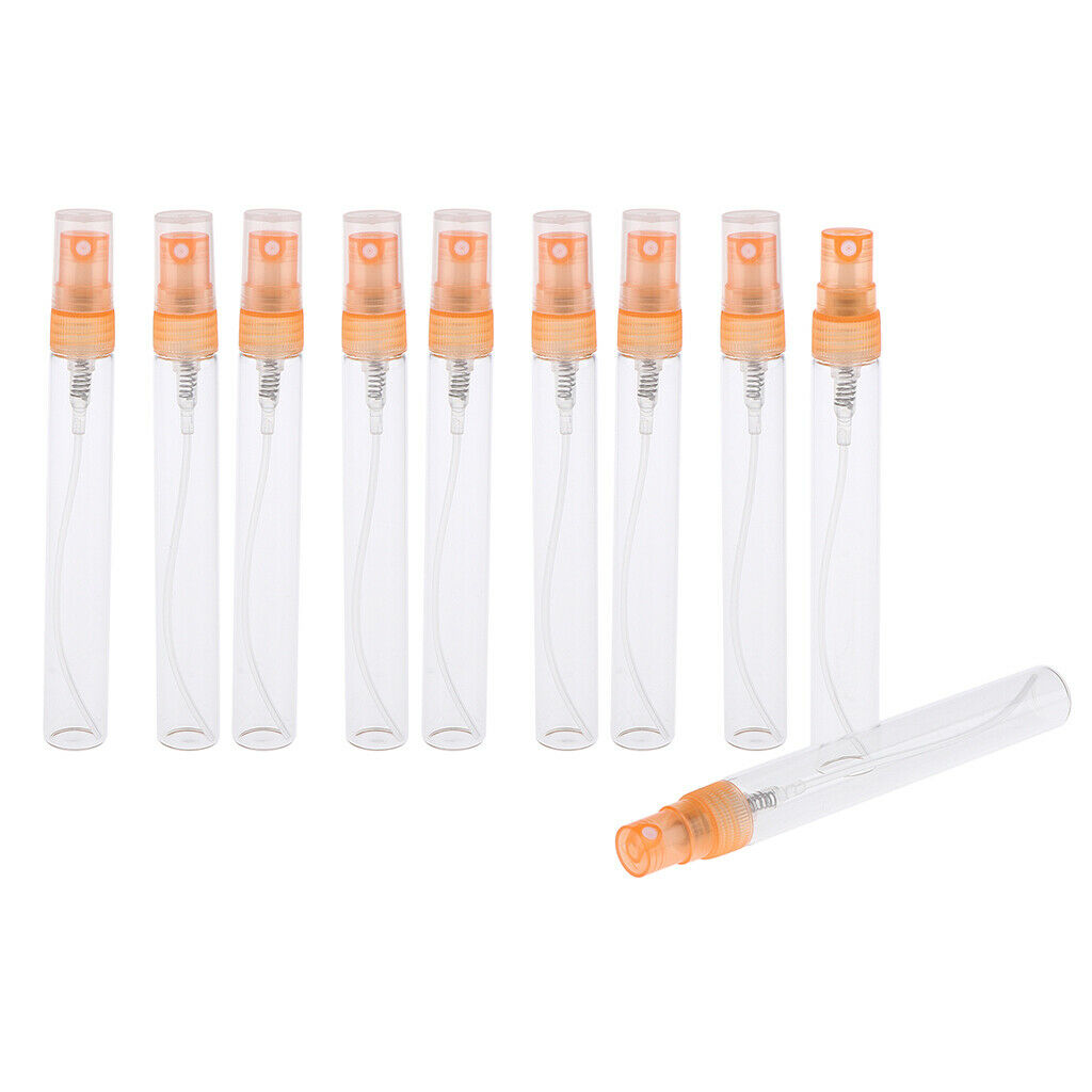 10x Empty 5/10mL Refillable Perfume Bottle Pump Spray Tube Glass Vials 10 ML