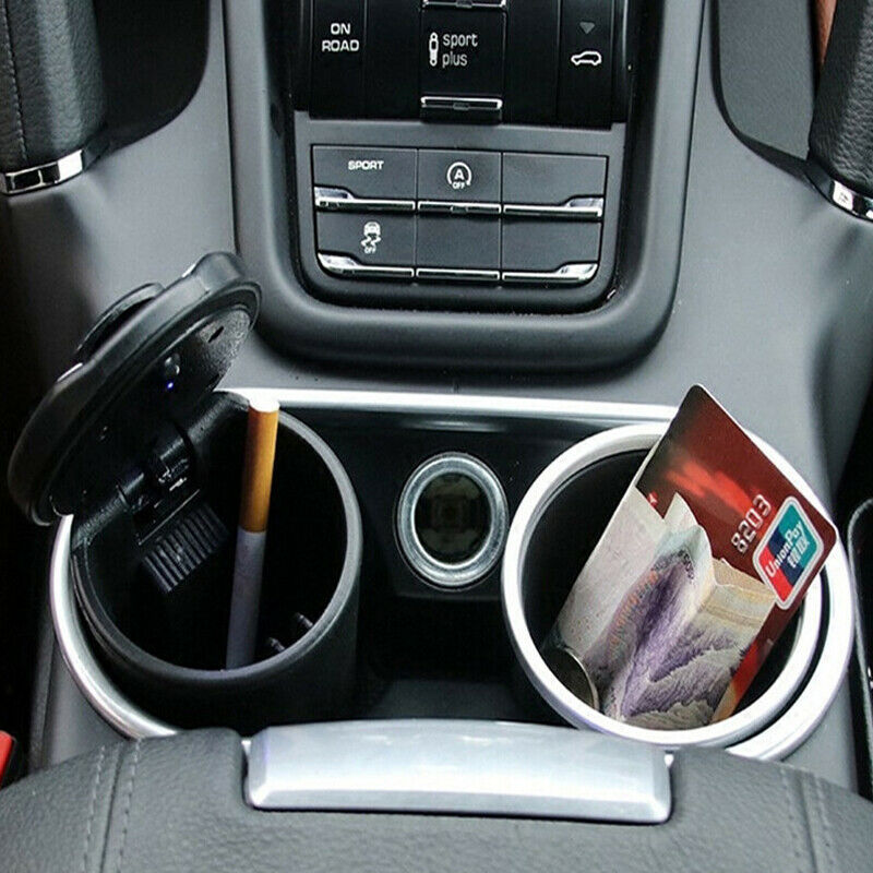 Car SUV Portable Ashtray Cup Holder Tool Cigarette Smoke Remover w/ LED Light