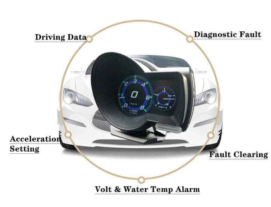 Car OBD2 Multi-function Gauge HUD Head-Up Digital Display Boost Data Scan Tool