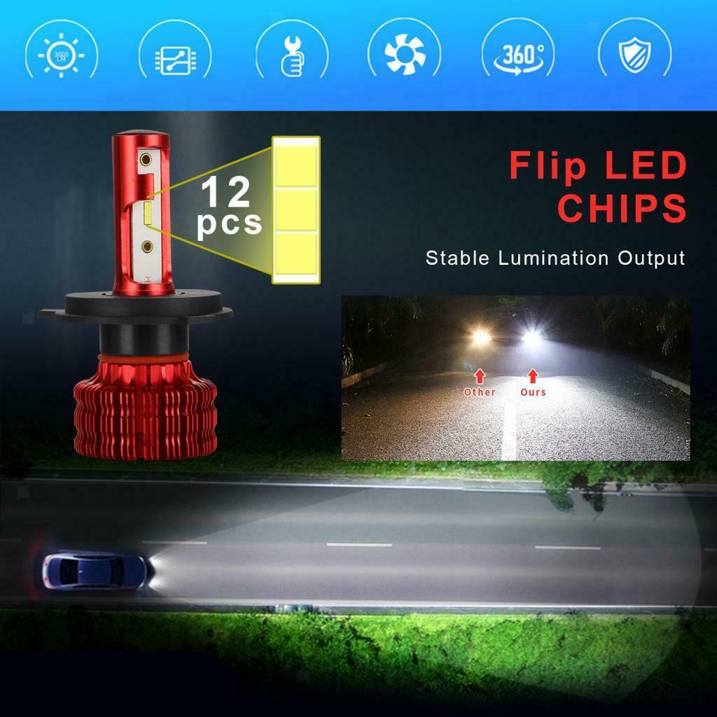 1 Pair Super Bright Auto Truck CSP LED Headlight Bulbs H4 Socket 6500K 20W