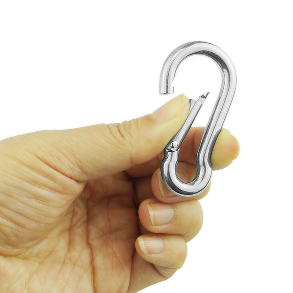 2PCS M5*50mm Multifunctional 304 Stainless Steel SNAP HOOK Carabiner Clips