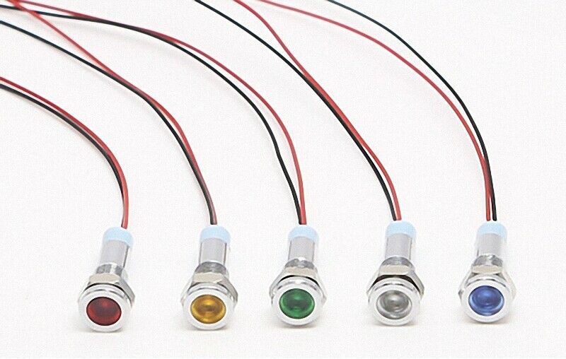10 Pcs DC LED Indicator Pilot Signal Light Lamp Red Green Blue Yellow White 24V