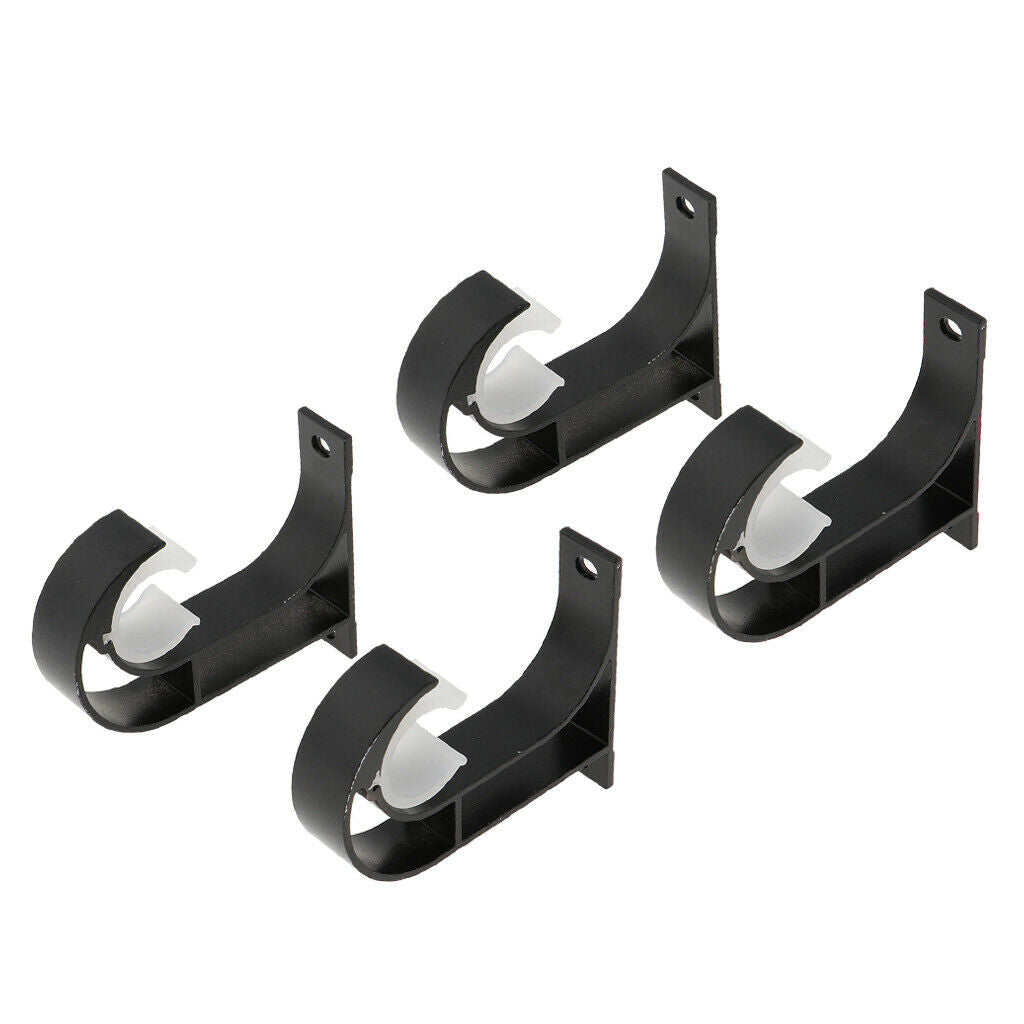 4 Pieces Aluminum Alloy Curtain Brackets Drapery Rod Holder Hardware Black