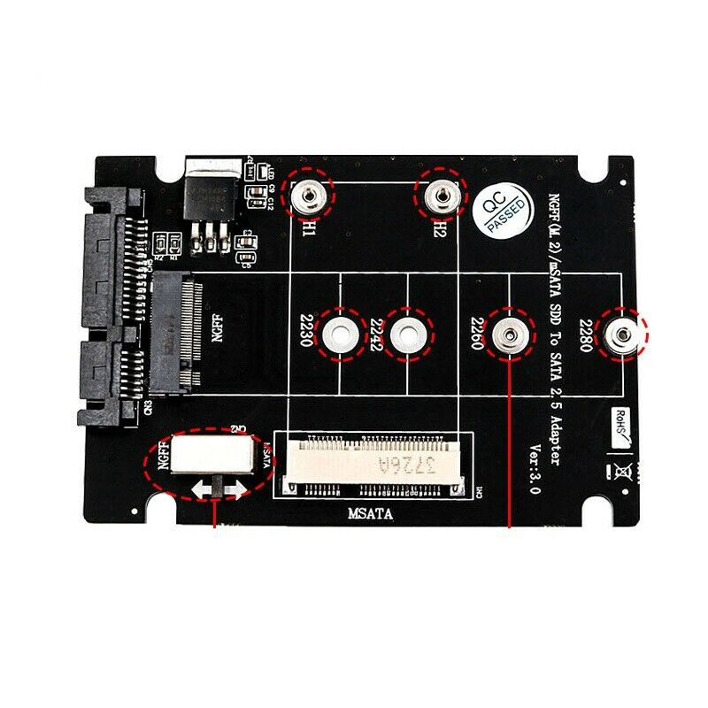 Mini PCI-E B M-KEY M.2 NGFF & 2.5" mSATA SSD to SATA III 3.0 Converter Adapter