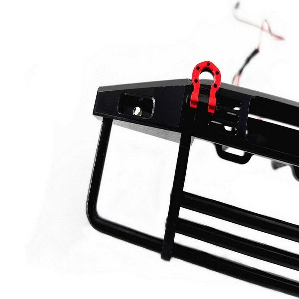 Metal Front Bumper With LED Lights For 1/10 Axial SCX10 TRX4 RC Crawler
