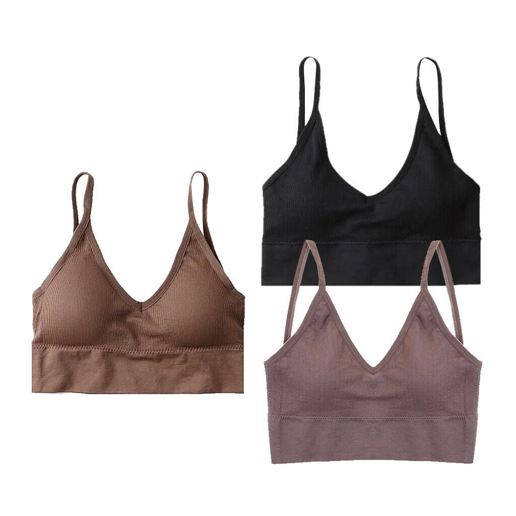 3pcs Women's Sexy Padded Bralette Seamless Comfort Bra Camisole Crop Top