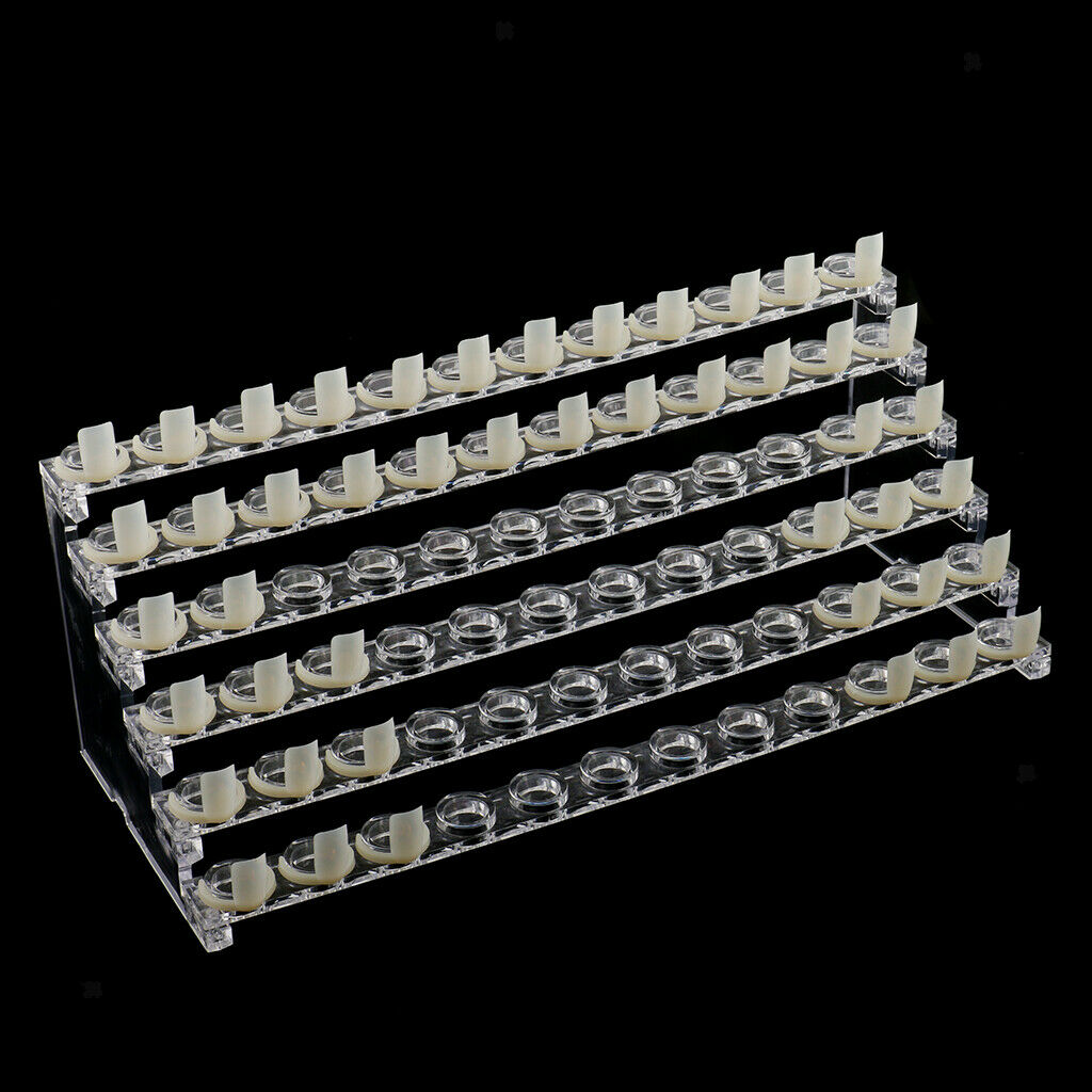72 SLOTS / 6 TIERS Professional Clear Manicure Nail Art Display Stand Plastic
