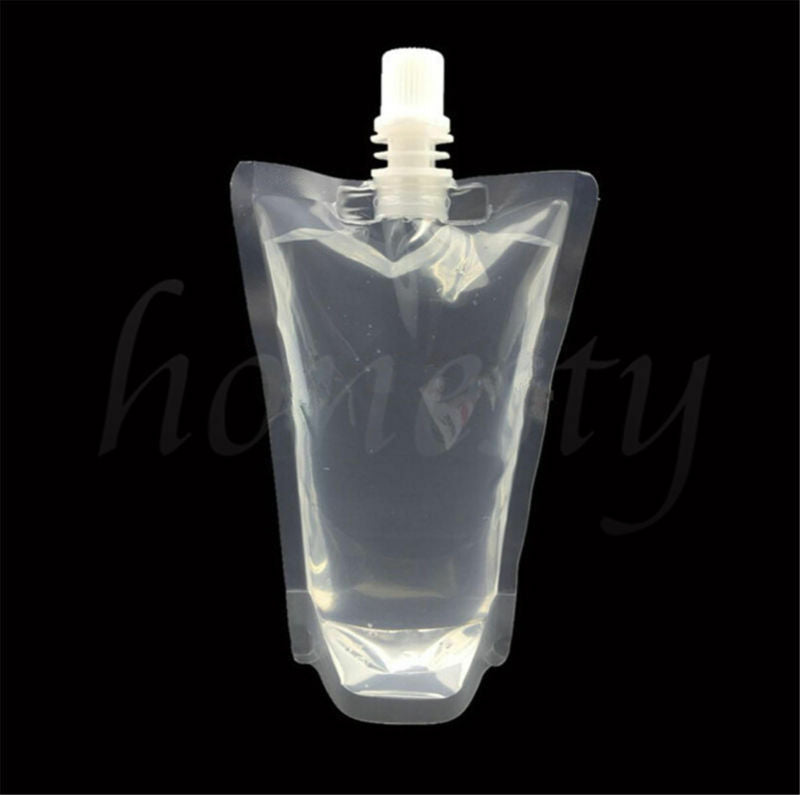 25PCS 8Oz Clear Spout Bags Stand Up Bag Liquid Bag Flask Pouch With Cap