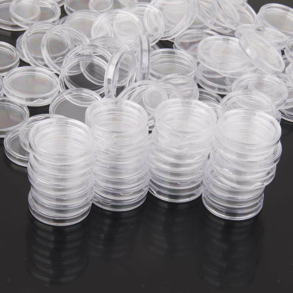 100pc Coin Capsules Round Plastic Coin Holder Case for Coin Collection Supplies,