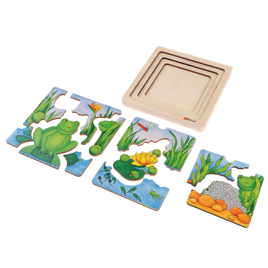 Wooden Kids Puzzle Toys Education Learning Jigswas Toys Gifts Frog