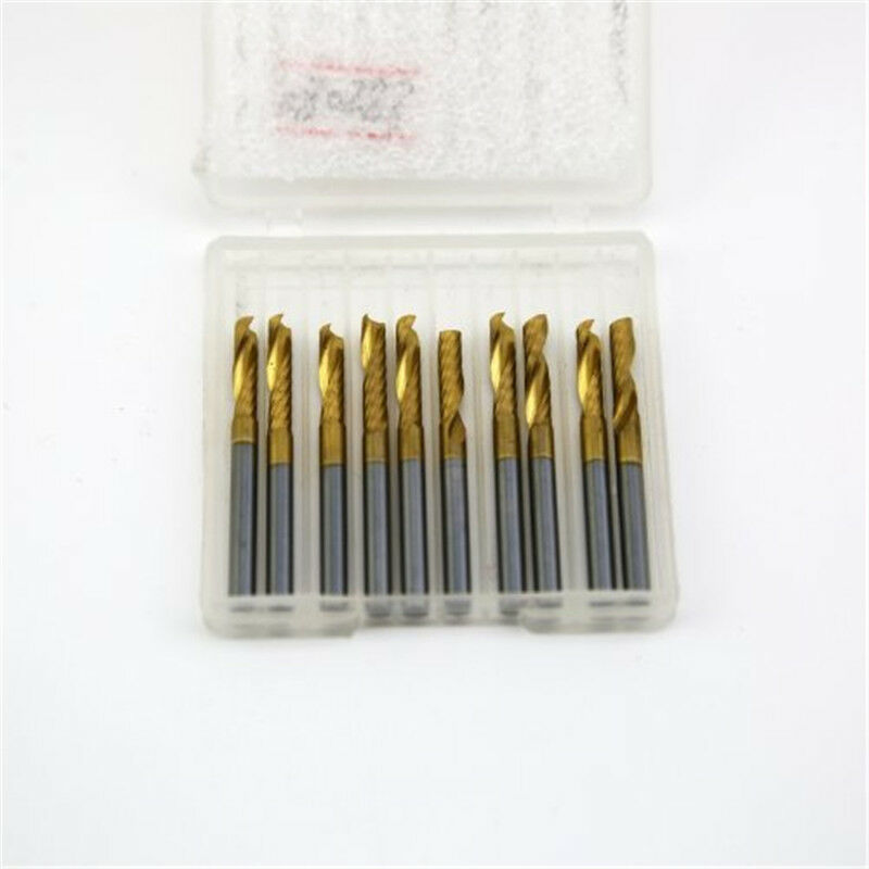 10x 1/8" Titanium N2 Coated Carbide CNC Router Bits Single One Flute Tools 12mm